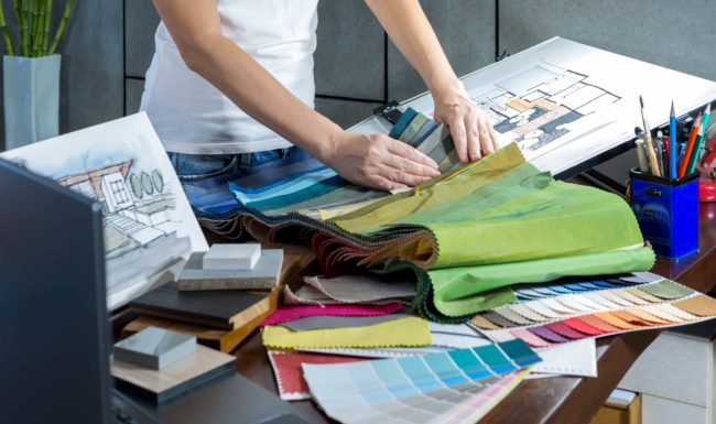 Interior Designer Selecting Window Treatment Fabric