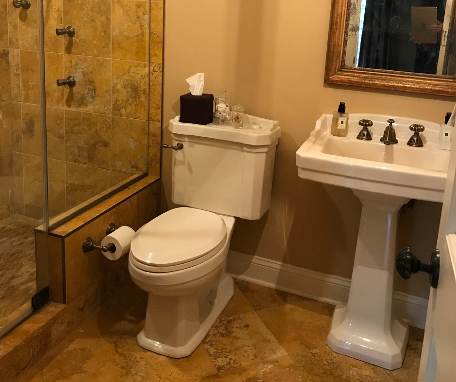 Pedestal Sink and Two Piece Toilet