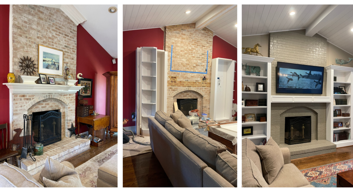 Family Room Transformation: Fireplace & Mantel Piece Before and After